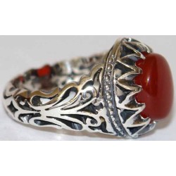 Iran Islam Shia Natural Agate Aqeeq Akeek Aqiq Sterling Silver 925 Ring