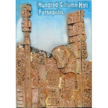Iran Persepolis Takht-e Jamshid Relief of Sad Sotoon Hundred-Column Hall Hand-Painted 3D Polyresin Fridge Magnet