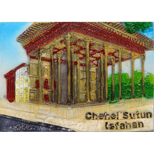 Iran Isfahan Relief of Chehel Sotoon Hand-Painted 3D Polyresin Fridge Magnet Iran Isfahan Relief of Chehel Sotoon Hand-Painted 3D Polyresin Fridge Magnet