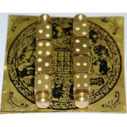 Iran Islam Persian Geomancy ‛ilm al-raml "science of the sand" Charm Talisman Magic Brass Plate + 2 x 4x4 side Dice (Tas)