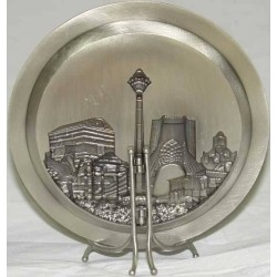 Relief of Iran Sightseeing Azadi & Milad Towers,  Tomb of Cyrus, Hafeziyeh, Chehel Sotoon, etc Decorative 3D Metal Desk Plate