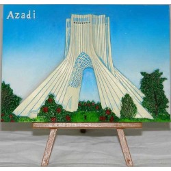 Iran Tehran Relief of Azadi Tower Hand-Painted 3D Polyresin Picture on Table