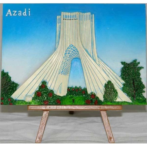 Iran Tehran Relief of Azadi Tower Hand-Painted 3D Polyresin Picture on Table Iran Tehran Relief of Azadi Tower Hand-Painted 3D Polyresin Picture on Table