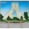 Iran Tehran Relief of Azadi Tower Hand-Painted 3D Polyresin Picture on Table