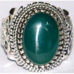 Iran Islam Shia Natural Chrysoprase Green Aqeeq Aqiq Agate Sterling Silver 925 Ring