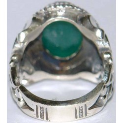 Iran Islam Shia Natural Chrysoprase Green Aqeeq Aqiq Agate Sterling Silver 925 Ring