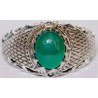 Iran Islam Shia Natural Chrysoprase Green Aqeeq Aqiq Agate Sterling Silver 925 Ring
