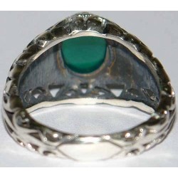 Iran Islam Shia Natural Chrysoprase Green Aqeeq Aqiq Agate Sterling Silver 925 Ring