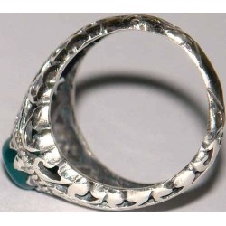 Iran Islam Shia Natural Chrysoprase Green Aqeeq Aqiq Agate Sterling Silver 925 Ring
