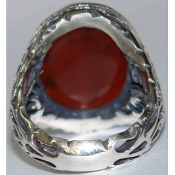 Iran Islam Shia Imam ALI WALI ALLAH Engraved on Natural Agate Aqeeq Aqiq Akeek Sterling Silver 925 Ring