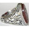 Iran Islam Shia Imam ALI WALI ALLAH Engraved on Natural Agate Aqeeq Aqiq Akeek Sterling Silver 925 Ring