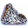 Iran Islam Shia Imam ALI WALI ALLAH with ALI Name around as frame Carved on Natural Agate Aqeeq Aqiq Sterling Silver 925 Ring