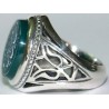 Iran Islam Quranic Ayah MAN YATAWAKKAL ALALLAH FAHOWA HASBO Engraved on Chrysoprase Green Agate Aqeeq Sterling Silver 925 Ring