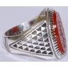 Iran Islam Quranic Ayat  "I entrust my affair to Allah" Engraved on Natural Aqeeq Aqiq Agate Sterling Silver 925 Ring