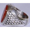 Iran Islam Quranic Ayat  "I entrust my affair to Allah" Engraved on Natural Aqeeq Aqiq Agate Sterling Silver 925 Ring