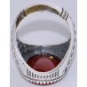 Iran Islam Quranic Ayat  "I entrust my affair to Allah" Engraved on Natural Aqeeq Aqiq Agate Sterling Silver 925 Ring
