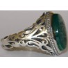 Iran Islam Shia Quran "We Follow the Right Path of Imam Ali" Engraved Natural Chrysoprase Agate Sterling Silver 925 Ring
