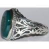 Iran Islam Shia Quran "We Follow the Right Path of Imam Ali" Engraved Natural Chrysoprase Agate Sterling Silver 925 Ring