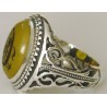 Iran Islam Shia Sharaf e Shams Engraved on Natural Yellow Agate Sterling Silver 925 Ring