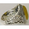 Iran Islam Shia Sharaf e Shams Engraved on Natural Yellow Agate Sterling Silver 925 Ring
