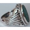 Iran Islam Shia Allah & 14 Masoomeen Natural Chrysoprase Green Agate Aqeeq Aqiq Akik Sterling Silver 925 Ring
