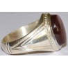 Iran Islam Shia Quran "We Follow the Right Path of Imam Ali" Engraved Natural Agate Sterling Silver 925 Ring