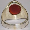 Iran Islam Shia Quran "We Follow the Right Path of Imam Ali" Engraved Natural Agate Sterling Silver 925 Ring