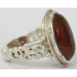 Iran Islam Quranic Ayat WA MAN YATTAQELLAH Dua'a for Sufficient Sustenance Engraved on Agate Aqeeq Sterling Silver 925 Ring