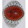 Iran Islam Shia Quran "We Follow the Right Path of Imam Ali" Engraved Natural Agate Sterling Silver 925 Ring