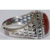 Iran Islam Shia Quran "We Follow the Right Path of Imam Ali" Engraved Natural Agate Sterling Silver 925 Ring