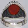 Iran Islam Shia Quran "We Follow the Right Path of Imam Ali" Engraved Natural Agate Sterling Silver 925 Ring