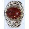 Iran Islam Shia Quran "We Follow the Right Path of Imam Ali" Engraved Natural Agate Sterling Silver 925 Ring