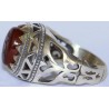Iran Islam Shia Quran "We Follow the Right Path of Imam Ali" Engraved Natural Agate Sterling Silver 925 Ring