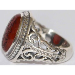 Iran Islam Quranic Ayat WA MAN YATTAQELLAH Dua'a for Sufficient Sustenance Engraved on Agate Aqeeq Sterling Silver 925 Ring