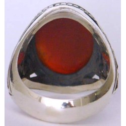 Iran Islam Shia Wa In Yakad Ayat of Quran White Magic Taweez Engraved on Natural Agate Gemstone Silver 925 Ring