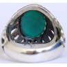 Iran Islam Shia Imam Ali LA FATA ILLA ALI Engraved on Chrysoprase Natural Green Aqeeq Agate Sterling Silver 925 Ring