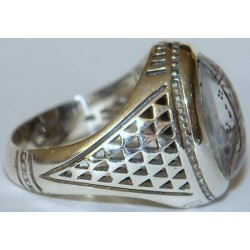 Iran Islam Quranic Dua Ya Rafi' Al-Darajat Engraved in Nice Arabic Calligraphy on Natural Dur-e Najaf Sterling Silver 925 Ring