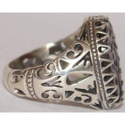 Iran Islam Zikr YA NOOR YA QUDDUS Engraved on Natural Aqeeq Agate Sterling Silver 925 Ring