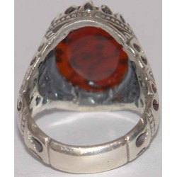 Iran Islam Zikr YA NOOR YA QUDDUS Engraved on Natural Aqeeq Agate Sterling Silver 925 Ring