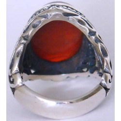 Iran Islam Shia Dua Nade Ali (Meaning: Call Ali the source of wonders) Engraved on Natural Agate Sterling Silver 925 Ring