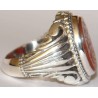 Iran Islam Shia Holy Names of Allah & Panjtan-e Pak Engraved on Natural Agate Aqeeq Aqiq Sterling Silver 925 Ring