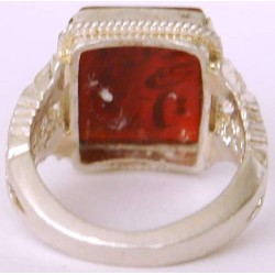 Iran Islam  "O Allah the Fulfiller of all needs" Dua Engraved on Natural Agate Aqeeq Sterling Silver 925 Ring