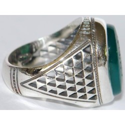 Islam Imam Ali Dua Komayl God's Name is A Remedy & His Remembrance is A Cure Engraved on Chrysoprase Agate Silver 925 Ring