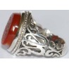 Iran Islam Quranic Ayat "The Hand of Allah is over their hands" Engraved on Agate Sterling Silver 925 Ring