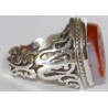 Iran Islam Quranic Ayat "The Hand of Allah is over their hands" Engraved on Agate Sterling Silver 925 Ring