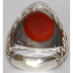 Iran Islam Quranic Ayat "The Hand of Allah is over their hands" Engraved on Agate Sterling Silver 925 Ring