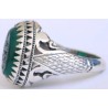 Iran Islam Shia Imam Ali LA FATA ILLA ALI Engraved on Chrysoprase Natural Green Aqeeq Agate Sterling Silver 925 Ring