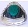 Iran Islam Shia Imam Ali LA FATA ILLA ALI Engraved on Chrysoprase Natural Green Aqeeq Agate Sterling Silver 925 Ring