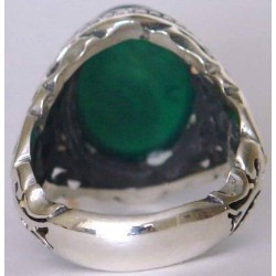 Iran Islam Shia Dua Nade Ali (Meaning: Call Ali the source of wonders) Engraved on Natural Chrysoprase Sterling Silver 925 Ring