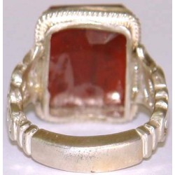Iran Islam  "O Allah the Fulfiller of all needs" Dua Engraved on Natural Agate Aqeeq Sterling Silver 925 Ring